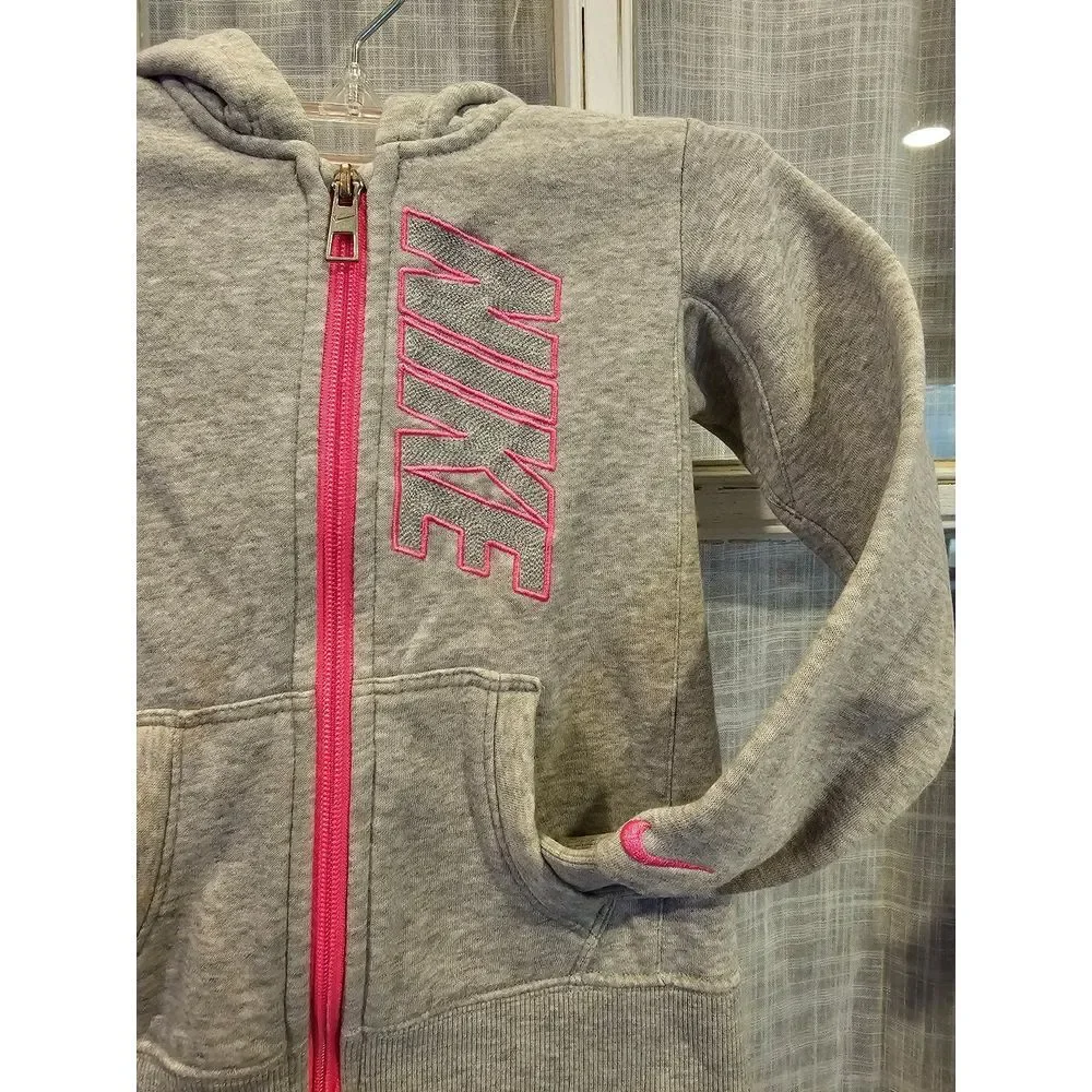 Nike Pink and‎ Gray Zip Up Hooded Jacket